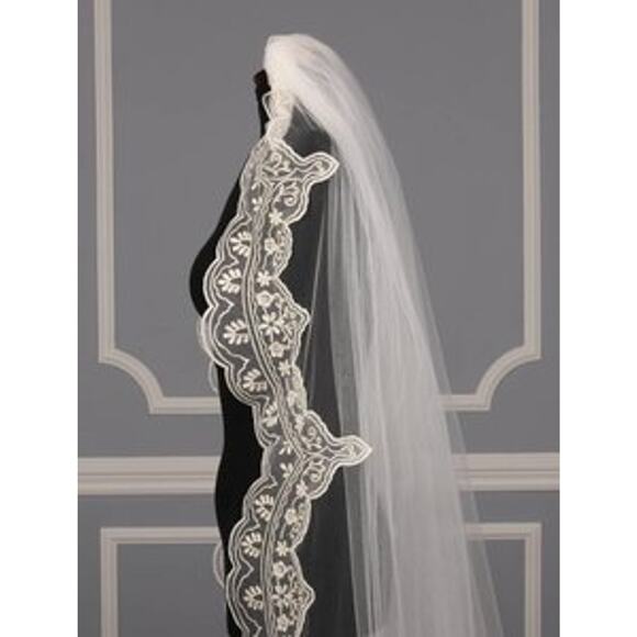 St. Pucchi M9312 Diamond White Gold Chapel Embroidered Wedding Bridal Veil main image 8